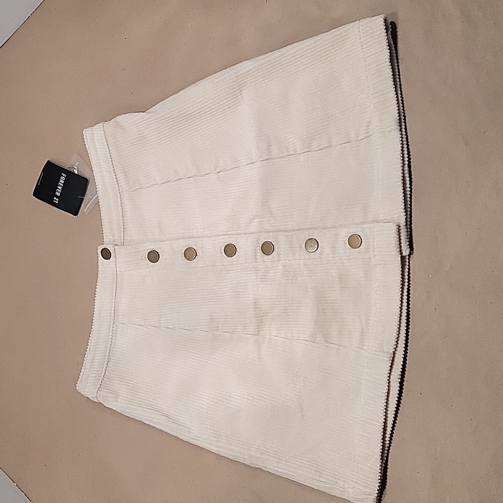 Forever 21, Size S, Cream Colored Corduroy Button Down Mini Skirt, NEW